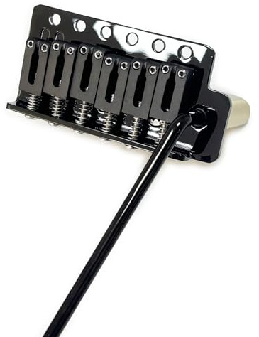 OVSAL 10.5mm Electric Guitar Bridge Vacuum Black 6 Point tremolo bridge Stainless Steel Saddles Plate Brass Block Electric Guitar Bridge 6 String Start Stratocaster