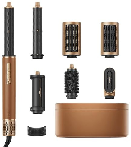 DREAME AirStyle Pro 7 in 1, Asciugatura Rapida, 2 Cilindri Arricciacapelli, Capelli Volumizzanti, Riduzione dell'effetto crespo, Confezione in Pelle, Styling a Flusso d'aria, Design Magnetico