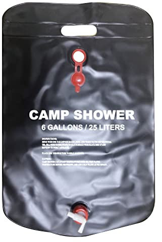 Swiixxer 25L Camp-Duschtasche, Solarbetrieben, Tragbar, Faltbar, Outdoor-Badetasche, Reisen, Wandern, Klettern, PVC-Wassersack, Schwarz