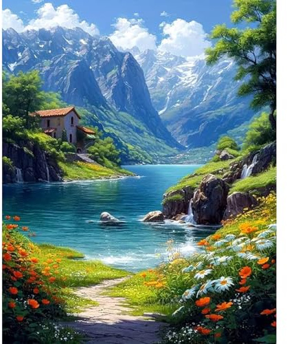 YALKIN Malen Nach Zahlen Erwachsene, Paint by Numbers Malen Nach Zahlen, DIY mit Pinseln und Acrylfarben Handgemalt Ölgemälde Leinwand für Home Decor, Ohne Rahmen (40x50cm)