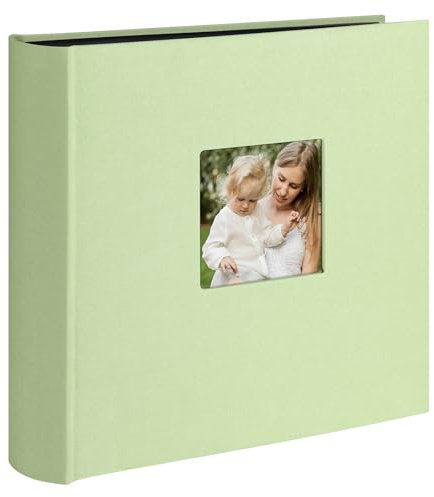 Leinen Fotoalbum zum Selbstgestalten Groß Fotobuch zum Einkleben im Format 30x30.5 cm hat 120 (60Blatt) säurefreien schwarze Seiten (200g/m²), Salbeigrün