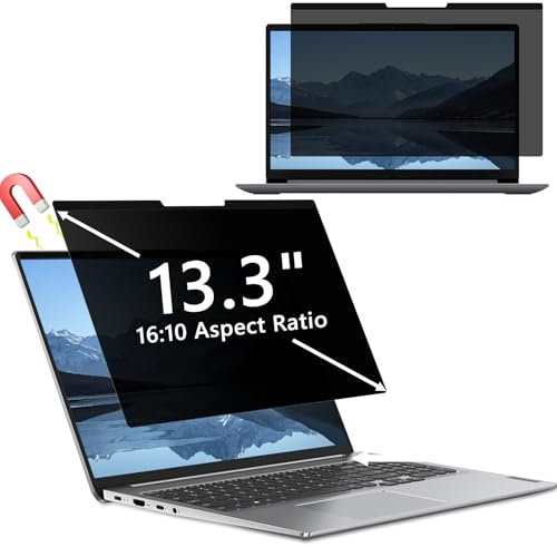 Hinnwer Magnétique Filtre de Confidentialité 13,3 Pouces 16:10, Filtres d'écran pour Ordinateur Portable, Amovible Anti-éblouissement Anti-Rayures Protecteur d'écran Anti Espion pour 13,3 Pouces