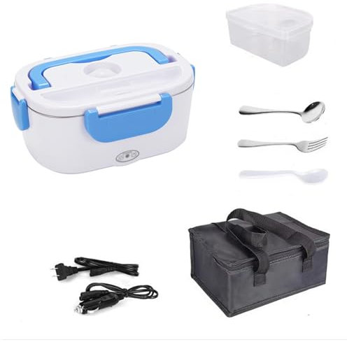 Gorger Contenitore per il pranzo elettrico, 60 W, in acciaio inox, contenitore termico con scomparti multistrato, 220 V, scaldino portatile per casa/auto, ufficio, viaggi, include utensili e borsa
