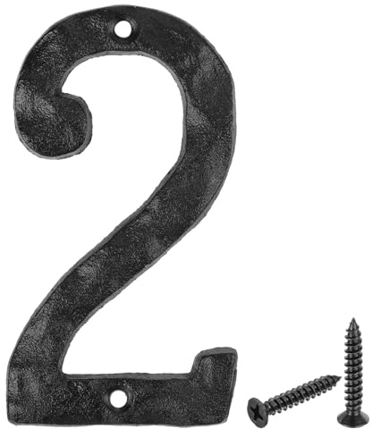 QUARKZMAN Numero Civico Esterno, 14 x 0.7cm In Ghisa A Stile Vintage 2 Per Casa Strada Ufficio Cassetta Postale, Nero