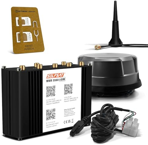 SELFSAT MWR 5560 eSIM 5G Cat 20 Routeur WLAN jusqu'à 3,4 Gbit/s avec antenne panoramique Noir