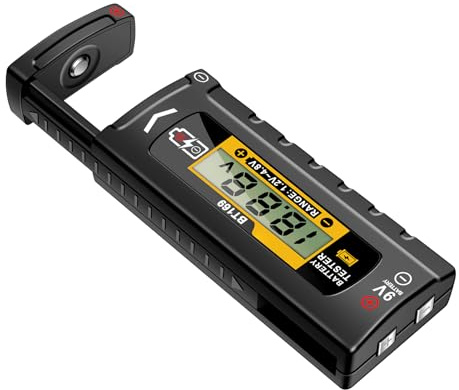 Tester batteria digitale - Checker batteria affidabile | Volt Checker | Schermata dei digitali accurati adatto per batterie per auto, batterie in moto, battaglia AA/AAA e test elettrici