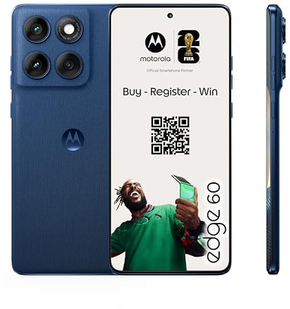 Motorola Edge 60 24GB (8GB+16GB RAM Boost)/512GB Gibraltar Sea, Pantalla Super HD de 6,67”con Cuatro Bordes curvos, Cámara Sony LYTIA™ 700C de 50MP, Moto ai, Durabilidad Militar, Batería 5200 mAh