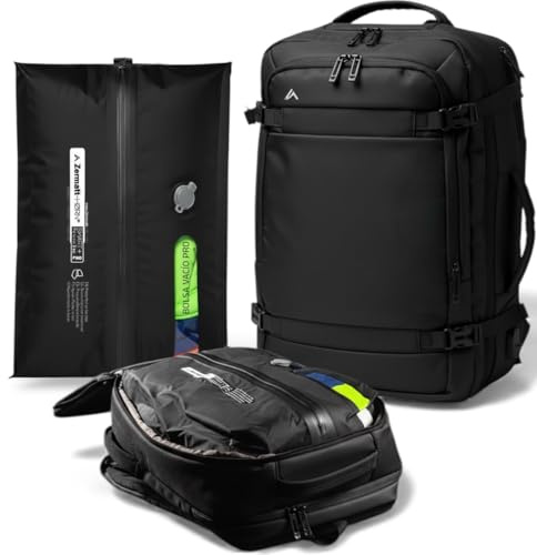 + Zermatt - HØRN Mochila hombre trabajo, mochila viaje cabina avion 40x30x20 extensible a 45x30x25 gimansio Equipaje de Mano Backpack para portatil de 15.6-17 (EXOSPHERE+VACIO Smart+)