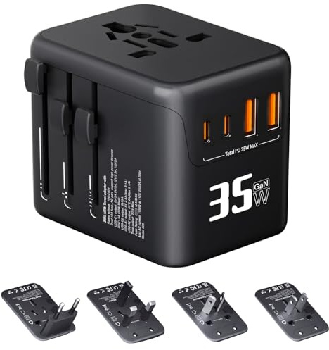 Cube multiprise 5 prises, cube multiprise, sans câble, puissance maximale 3680 W, adaptateur de prise, multiprise compacte pour voyage, bureau, maison, cuisine, camping en plein air (D)