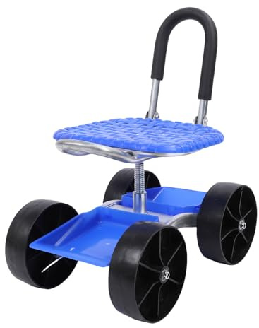 Tomantery Chariot de Jardin Siège de Travail Roulant Confortable Ergonomique Réglable pour Le Jardinage Plantation Creuser, Cour, Jardin, PP