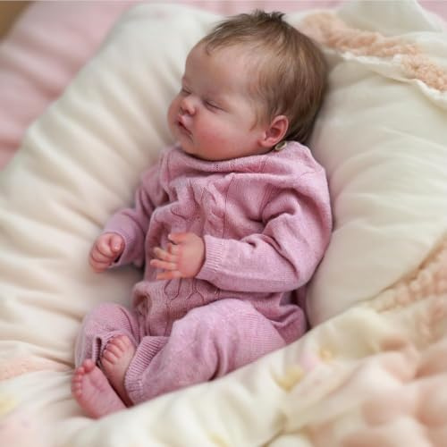 WEQNT Realistisk Reborn-docka, sovande bebis, 45 cm, mjuk kropp med vinylkonst, med tillbehör, från 3 år