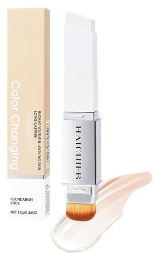 2-in-1 Elfenbein Foundation-Stick mit integriertem Pinsel, Volle Abdeckung & Natürliches attes Finish, Langanhaltende Wasserfeste Formel, Kaschiert Unreinheiten & Rötungen, für Alle Hauttypen