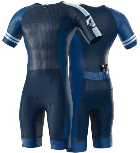 SLS3 Triathlon Suits Mens - Elite Aero Sleeved Trisuit Men, Onyx Large | Full Zip Tri Suit Men with Rapid-Dry Performance Fabric, Low-Profile Italian Chamois, Aero Sleeves, Internal & Rear Pockets
