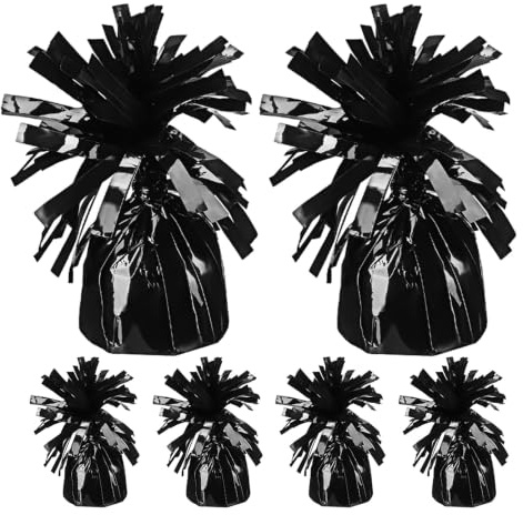 Zerodeko 6 pesas para globos - Contrapesos negros para globos de helio con volantes de aluminio - para centros de mesa de Halloween, Navidad y bodas