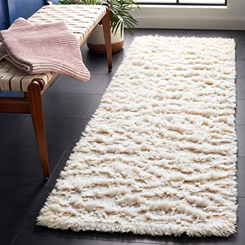 Safavieh Flokati Collection FLK150A Handmade Ivory Wool Runner, 2 feet 3 inches by 7 feet (2'3 x 7')