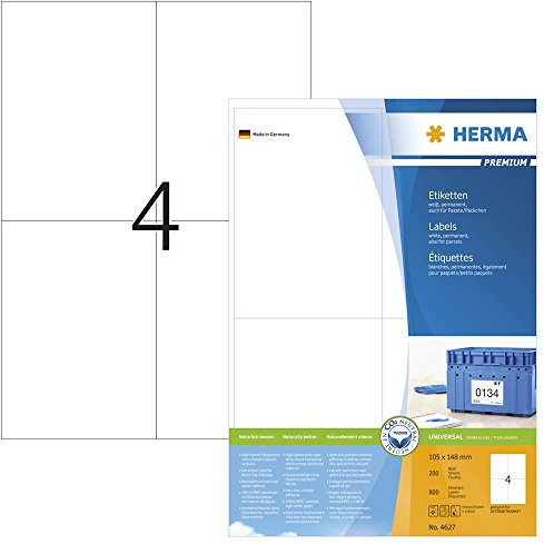 800 HERMA 4627 Etiketten / weiß / 105,0 x 148,0 mm