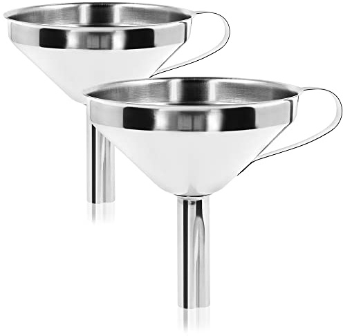 COM-FOUR® 2x tratt i rostfritt stål - tratt med handtag - påfyllningshjälp för glas och flaskor - Ø 10 cm (002 stycken - rostfritt stål)