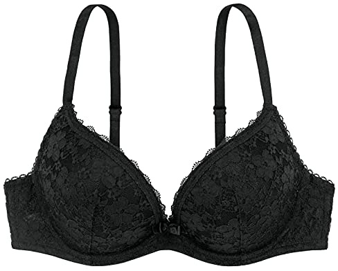 Dorina Damen Sonia Push-Up-BH 2er-Pack – Bügel-BHS mit Geformten Cups, Spitze und Glattem Mikrogewebe für Hebung und Komfort, Schwarz und Weiß