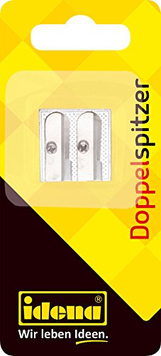 Idena 520051 - Doppelanspitzer aus Metall, Keilform, für dünne und dicke Stifte, 1 Stück