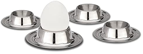 Weis 15104 Set de 4 Coquetiers Acier Inoxydable Argent 8,5 x 8,5 x 2 cm