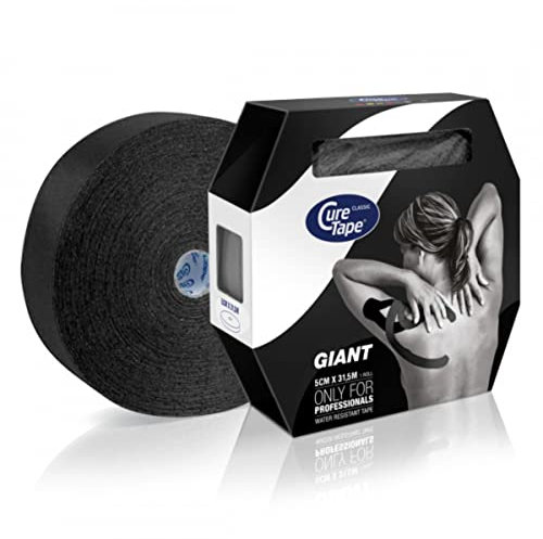 CureTape® Kinesiologie Tape (5 cm x 31,5 m, Schwarz) | Wasserfest und latexfreies Kinesiotapes | Kinesiotape mit TÜV-Zertifikat | Sporttape für den Profi | Physio Tape für Verletzungen & Beschwerden