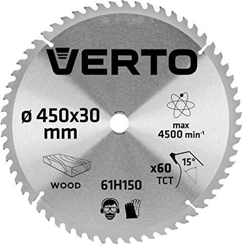 VERTO Widia 450 x 30 mm, 60 denti, spessore lama 2,5 mm, spessore denti 3,5 mm, tagli 30 x 16 mm, 30 x 20 mm, 30 x 25,4 mm, denti YG8A al carburo per legno e materiali in legno