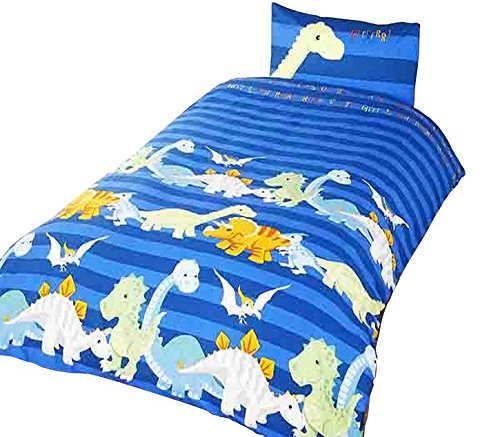 Dinosaur Kinder/Jungen Bettwäsche-Set (Einzelbett) (Blau)