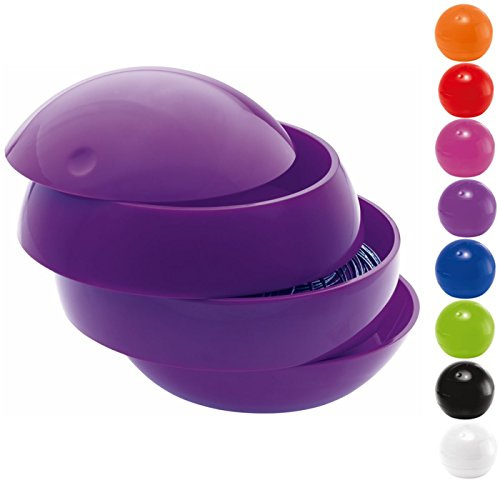 Spirella Kosmetikorganizer Bowl Beauty Aufbewahrungsbox für Make Up und Schmuck mit 3 Fächern 16x14cm Lila
