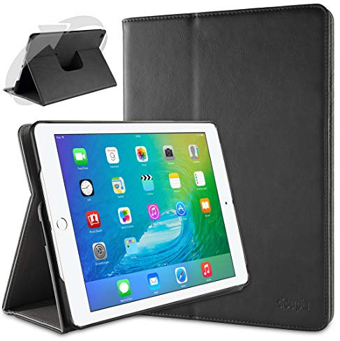 doupi Rotatif Housse pour iPad Air 2, Deluxe 360 Degrés Smart Coque de Protection Simili Cuir Coque Cover et Case, Noir