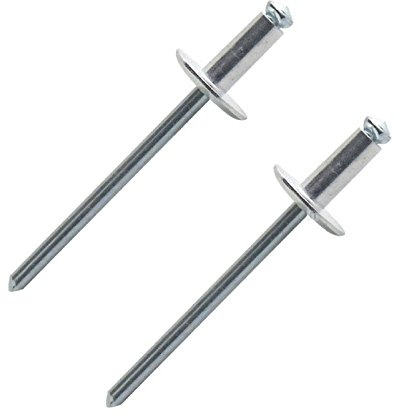 100 x Large Flange Standard Aluminium Rivets, Dome Headed 4.8 x 12mm Pop Rivet