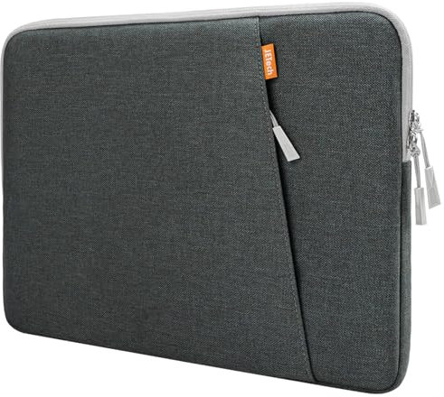 JETech Funda Portátil para 15 Pulgadas Notebook, Compatible con MacBook Air 15 Pulgadas M4/M3/M2, MacBook Pro 16 Pulgadas M4/M3/M2/M1, Antigolpes Bolsa Bolsillo para Accesorios (Gris Oscuro)
