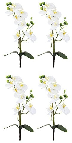 DECOLINE Orchideen-Zweig künstlich 4 Stück (A - mit Blättern 38cm)