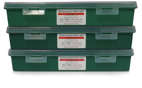 Sortiment Edelstahl Blindnieten Ø 3-4 mm ISO 15983 A4 (V4A) mit Flachkopf und gerilltem Nietdorn - 630 Teile
