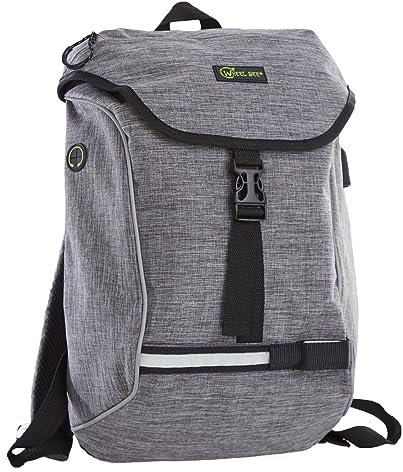 Wheel Bee® LED-Backpack City Lights, 18 Liter Rucksack, grünes LED Licht für optimale Sichtbarkeit, USB-Port mit Kabel