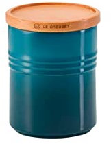 LE CREUSET Pot de Conservation M en Céramique avec Couvercle en Bois, Céramique, 540 ml, 10 cm, Deep Teal, 91044401642099