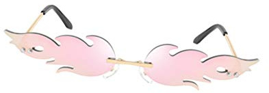 STOBOK Rahmenlose Metall-Sonnenbrille Damen Pink Flammen Design Leichte Party Brille Uv-Schutz Modisches Accessoire Für Festival Rave