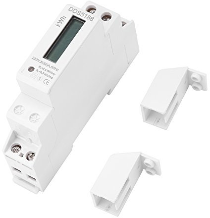 Compteur d'Énergie Monophasé 220V Affichage LCD numérique Compteur d'énergie monophasé électrique Rail DIN rétro éclairage 5 32A Compteur KWh électronique