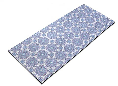 ABAKUHAUS Mandala Yoga-Mattenhandtuch, Yoga Meditation Pastell, rutschfeste schweißabsorbierende Yoga Pilates Workout Pad Abdeckung, 64 cm x 178 cm, Lila Blau Weiß