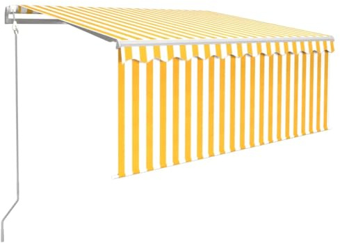 vidaXL Gelenkarmmarkise Automatisch mit Jalousie Markise Sonnenmarkise Balkonmarkise Sonnenschutz Sichtschutz Garten Terrasse Balkon 3,5x2,5m Gelb Weiß