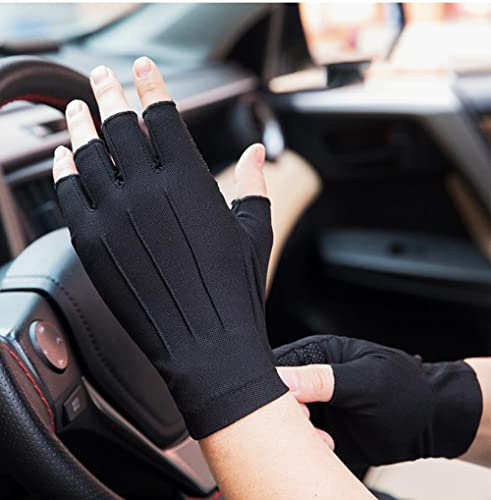 Men Women Fingerless Driving Gloves Sun Protection Mesh Breathable Cool Gloves Non Slip Grip Gloves Touchscreen Cycling Gloves Warm Mittens for Sport GYM Fitness Running Work