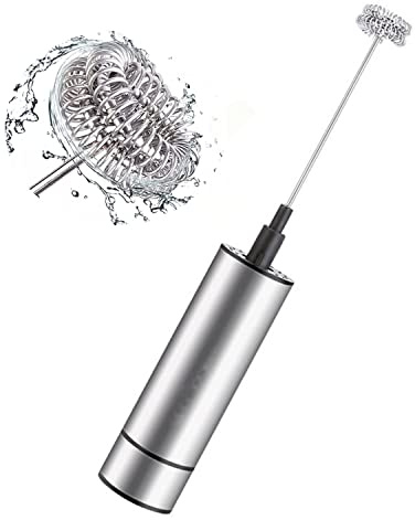 Elektrischer Milchaufschäumer, Milchaufschäumer, Mixer für Drink, Schneebesen mit Doppelfeder aus Edelstahl, tragbar, für Cappuccino, Kaffee, Latte, Macchiato, Eier, heiße Schokolade