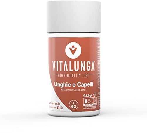 Integratore Capelli e Unghie Lucenti, Robusti e Forti Concentrato di Biotina (450mcg), Vitamine per Capelli, Selenio e Zinco, 60 Capsule 100% Vegane per la Crescita di Capelli Pelle Unghie Vitalunga