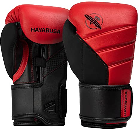 Hayabusa T3 Boxing Gloves for Kids and Teens Wrist and Knuckle Protection, Dual-X Hook and Loop Closure, Splinted Wrist Support, 5 Layer Foam Knuckle Padding - Red/Black, 6oz