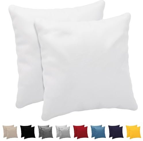 Dreamzie Funda Almohada 50x50 (Juego de 2) - Blanco - para Las Almohadas 50 x 50 cm - 100% Algodon Jersey - Funda de Almohada Algodon - Funda Cojin para Cama - Protector de Almohada