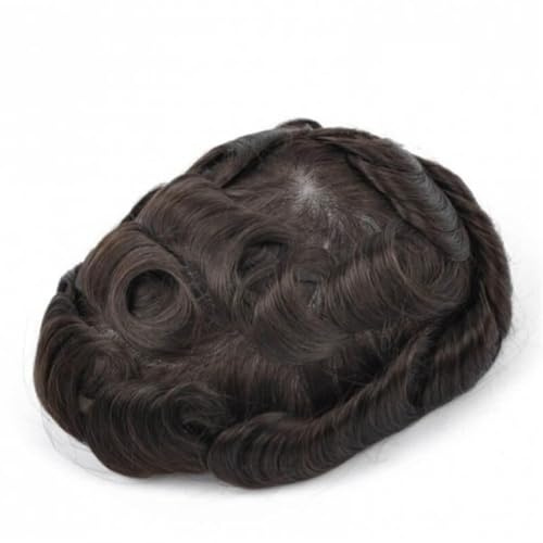 Parrucchino Uomo Toupee for uomo French Lace e PU Base Toupee da uomo Traspirante Protesi for capelli maschili Parrucchino for capelli umani Parrucca maschile marrone Sistemi di capelli durevoli Unità