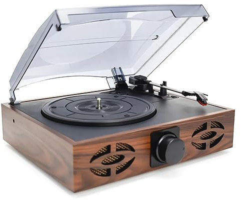 MegLob Giradischi in Vinile Vintage, Giradischi Classico con Trascrizione, Fonografo Vecchia Scuola, Giradischi in Vinile LP 33/45/78 Giri con Copertura Antipolvere per Vinile,A