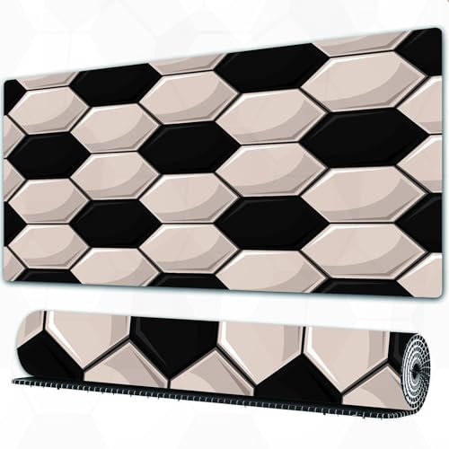 EOMKSE Mauspad Verlängertes großes Mauspad Schreibtischauflage,genähte Kanten Mauspad,Gummibasis,Fußball-Fußball-Design,Gaming-Mauspad,40x75 cm