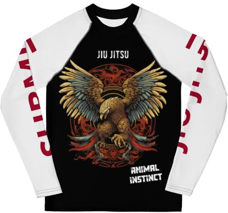 Youth Boys No Gi Jiu Jitsu Rash Guard - War Eagle - BJJ, Wrestling White
