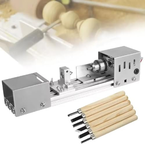 Tornio con microperline da 1000 W, tornio per la lavorazione del legno, piastra di base in lega di alluminio, copertura in acrilico/ferro, intervallo di serraggio di 0,6-6 mm, lunghezza di serraggio d
