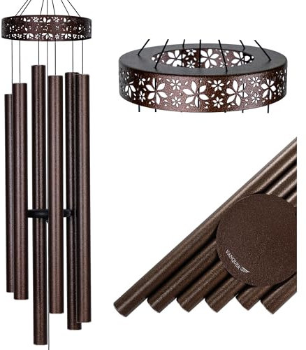 Extra großes Windspiel für den Außenbereich, tiefer Ton, 147,3 cm (58 Zoll) Außen-Freiraum, tiefes Windspiel, Gedenk-Windspiel, Beileidsgeschenk, Terrasse, Hof, Heimdekoration, Bronze (147,3 cm Bronze